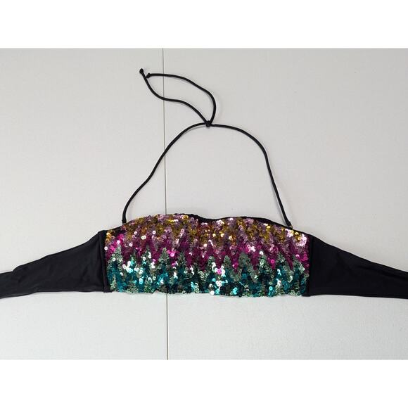 Excellent Condition Victoria's Secret Sequin Bikini Top Size L Fully Adjustable - Picture 2 of 4